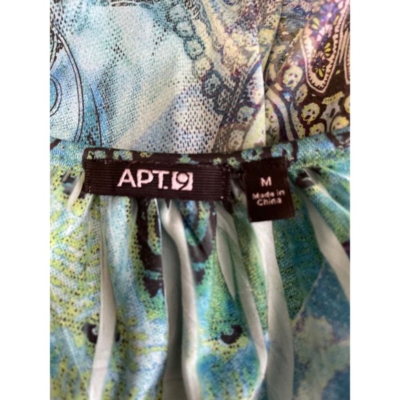 Apt 9 Blouse Women Blue Green Short Sleeve Stretch Smooth Knit Top Size Medium M - Picture 11 of 11